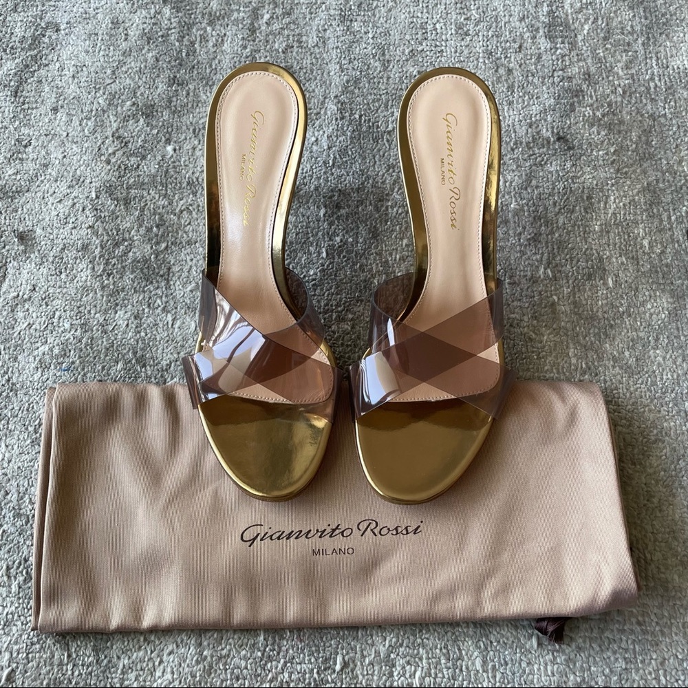 Gianvito Rossi Plexi Gold Metallic Sandals